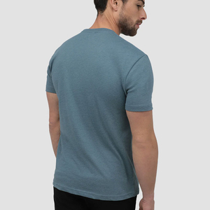 T-shirt en coton uni écologique pour homme, 220g, manches courtes, col rond, coupe classique, jersey décontracté, tissu uni teint - Product Image 3