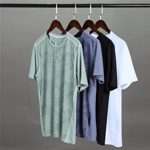 T-shirts de sport athleisure élégants à manches courtes coupe ajustée, coupe-vent et séchage rapide pour hommes – Vente directe usine - Product Image 1