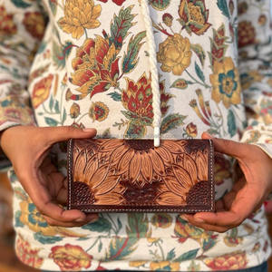 Cartera de cuero genuino hecha a mano personalizada para hombre, cartera larga de cuero, monederos, carteras estándar informales - Product Image 3