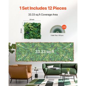 12 Pannelli 3D da 20 x 20 Pollici per Decorazione Interna ed Esterna, Erba Artificiale, Pannelli di Bosso, Edera Verde per Esterni - Product Image 6