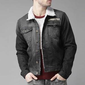 Nouvelle Veste en Jean Décontractée Noire pour Homme en Coton Lavé à Pois, Col Montant, Écologique, Brodé, Réversible et Respirant - Product Image 1