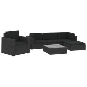 Ensemble de salon de jardin en rotin noir avec coussins noirs - Product Image 2