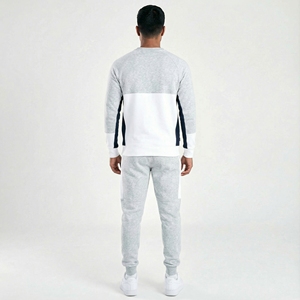 Custom Plus Size Grey <b>White</b> Winter Sweatshirt <b>Jogger</b> Set Regular Fit Fleece Tracksuit Men's Casual Sportswear Two 100% Cotton - Product Image 4