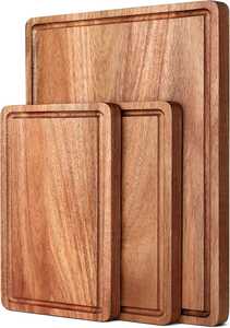 Ensemble de planches à découper en bois d'acacia de qualité supérieure avec rainure pour les jus, planche à découper durable, planche de service pour la cuisine - Product Image 3