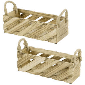 Ensemble de paniers de rangement tissés en bois de paulownia léger, 2 pièces, paniers de rangement pour la décoration intérieure - Product Image 1