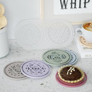 Round Pattern Teacup Mat? Aromatherapy Sunflower Pad? Gypsum Epoxy <b>Resin</b> <b>Silicone</b> Mold - Product Image 4