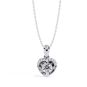 Collar con Colgante de Corazón de Diamantes Chapado en Oro Rosa para Mujer, Corte Brillante Redondo, Joyería Romántica de Compromiso - Product Image 6
