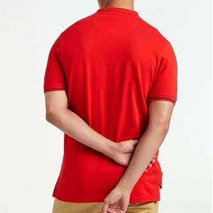 Polo de manga corta para hombre, rojo y azul marino, con bloques de color, de algodón sólido, transpirable, informal, tejido, de corte regular. - Product Image 2