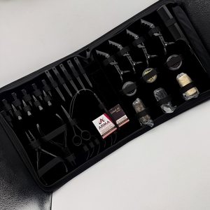 Kit d'outils professionnels pour extensions de cheveux en acier inoxydable noir mat, très résistant, avec micro-perles, pinces crocodiles et ciseaux – Vente Flash - Product Image 6