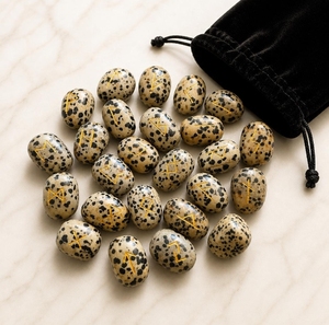 Ensemble de 25 runes Futhark en jaspe dalmatien sculptées à la main, pour la guérison par le Reiki, la divination, l'équilibre des chakras et le Feng Shui - Product Image 3