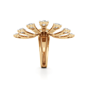 Luxury 18K <b>Gold</b> Diamond <b>Cocktail</b> <b>Ring</b> With Tassel Design Round Brilliant Cut Women's Fine Jewelry - Product Image 3