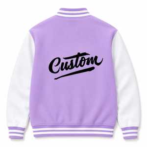 <b>Men</b> Varsity <b>Jacket</b> Purple <b>White</b> Embroidered Custom Logo Regular Fit Turn-down Collar Casual Winter Windproof Breathable Heated - Product Image 3
