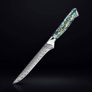Cuchillo de filetear hecho a mano para pesca, hoja de Damasco afilada como una navaja, mango de madera, supervivencia al aire libre, logotipo personalizado/marca privada - Product Image 3