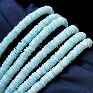 7-8MM Natural Amazonite Heishi Beads Blue Amazonite Flat Disc Smooth Gemstone Beads Amazonite Beads For Jewelry Making Wholesale - Product Image 1