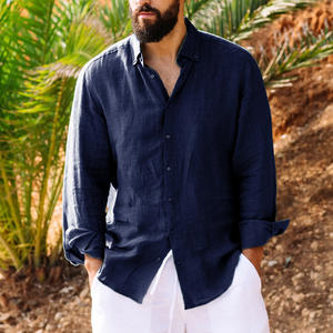 Camisa Casual para Hombre, Manga Larga, Cierre de Botones, Ligera, Transpirable, Estilo Lino y Algodón, para Verano - Product Image 2