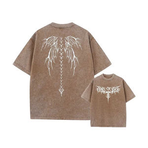 OEM Men's Vintage Oversized 100% Cotton <b>Acid</b> Wash <b>Drop</b> Shoulder T-Shirt Heavyweight 240g Knitted Washed Customizable - Product Image 1