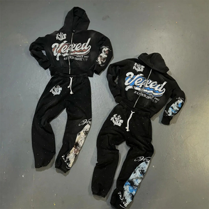 Conjunto Deportivo Unisex Vexed, Sudadera con Capucha y Pantalones Deportivos, Manga Larga, Cordón Ajustable, Estampado, Ropa Urbana, Otoño - Product Image 6