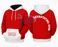 Delta |   Sigma |   Sudadera con Capucha Roja para Hombre Theta DST Sorority con Bolsillo Canguro Blanco 1913, Sudadera con Capucha Casual para Mujer con Bloques de Color