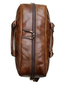 Sac de voyage multifonctionnel en cuir véritable marron fait main pour homme, style week-end pliable, couleur et logo personnalisés - Product Image 4