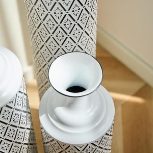 Minimalist Coastal Iron Floor <b>Vases</b> <b>Set</b> with Geometric Pattern White and Black Eco-Friendly for Modern Home Decor - Product Image 3