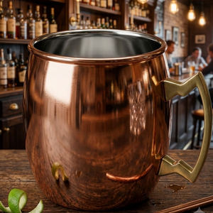 Pure <b>Copper</b> <b>Mug</b> with Handle for Moscow Mule - Handmade <b>Copper</b> Beer <b>Mug</b> - Product Image 2