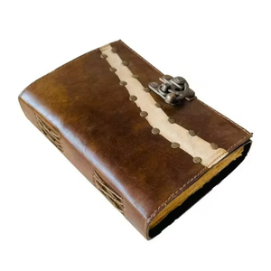 Handmade Classic Genuine Leather Reading Travel Diary Antique Metal Clasp Distinctive Textured Strip Personal Organizer <b>Book</b> - Product Image 1