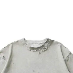 T-shirts tendance unis coupe classique effet vieilli pour hommes 100% coton écologique couleur personnalisée - Product Image 4