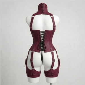 Ensemble de corset gothique pour femme en cuir et dentelle, harnais respirant et écologique, vêtement de mode sexy - Product Image 1