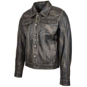 Casual Leather <b>Trucker</b> Winter <b>Jacket</b> Durable Stitching With Relaxed Fit For Daily Wear <b>Trucker</b> <b>Jacket</b> - Product Image 4