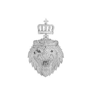 จี้รูปสิงโตมงกุฎประดับเพชรโมอิสซาไนต์ VVS เงินแท้ 925 สไตล์ฮิปฮอป - Product Image 1