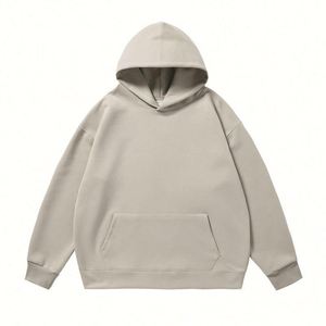 H5405 Wholesale Custom 380 GSM Cotton Blends <b>Drop</b> Shoulder Blank Hoodies Oversized Plain Men's Hoodies - Product Image 3