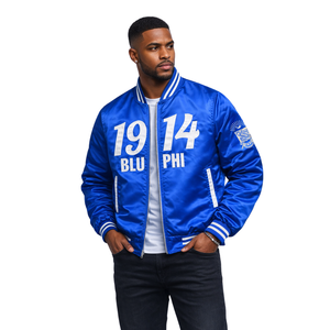 Blouson Bomber Bleu Phi Beta Sigma 1914 pour Hommes – Qualité Supérieure, Coupe Confortable, Vêtement de Fraternité Grecque, Tenue Décontractée - Product Image 1
