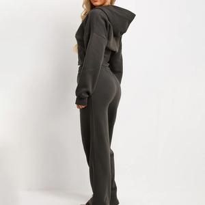 Survêtement à capuche zippé pour femme, coupe-vent, respirant, personnalisé en usine, surdimensionné, épais, hiver, écoresponsable - Product Image 2