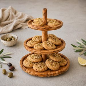 Handmade Wooden Multi-Layer <b>Cake</b> <b>Stand</b> with <b>3</b> <b>Tiered</b> Round Plates for Wooden <b>Cake</b> Display <b>Stand</b> Round Pedestal Holder Handmade f - Product Image 1