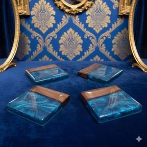 Ensemble de sous-verres de table en bois faits à la main de luxe, motif feuilles écologiques, personnalisables, pour mariage, banquet, décoration intérieure, fabricant en gros - Product Image 3