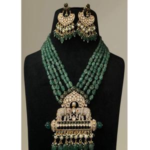 Precioso Juego de Collar y Aretes de Moissanita de Cinco Capas Chapado en Oro de Latón Clásico de la Mejor Calidad para Mujer, Regalo de Compromiso y Boda - Product Image 3