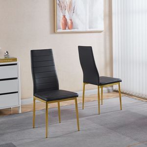 Ensemble de 4 chaises de salle à manger couleur or avec assise noire - Product Image 2