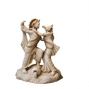 Escultura Artística de Resina de Radha Krishna Bailando, Decoración Espiritual de Lujo para Bodas, Decoración para la Entrada del Mandap - Product Image 1