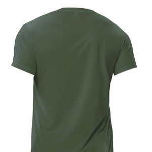 เสื้อยืดคอกลมลำลองสำหรับผู้ชาย สีเขียวมะกอก ผ้าตาข่าย ระบายอากาศ แห้งเร็ว แขนสั้น สำหรับวิ่ง ฟิตเนส เทรนนิ่ง ออกกำลังกายในยิม - Product Image 2