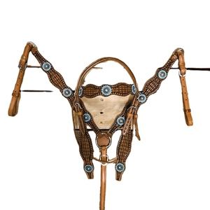 Tarif de gros pour l'ensemble de têtière et de collier de poitrine Concho bleu Western Horse - Product Image 1