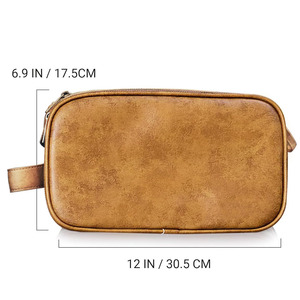 High Quality Luxury travel toiletry bag grooming organizer with leather construction for toiletries and accessories for sale - Product Image 5