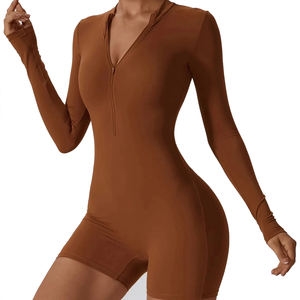 Nuevos Bodysuits para Mujer, Ropa de Yoga, Ropa Deportiva, Monos Acanalados, Shorts Ajustados Estilo Biker, Monos Cortos, Jumpsuits para Mujer - Product Image 2