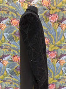 Costume Sherwani Triple Noir TR Lachka Base Noir Vortex Sculpté avec Bordures Architecturales et Broderies de Perles Brillantes - Product Image 1