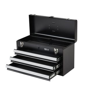 Caja de herramientas de metal portátil de 20,5 pulgadas con 3 cajones Organizador de herramientas negro - Product Image 1