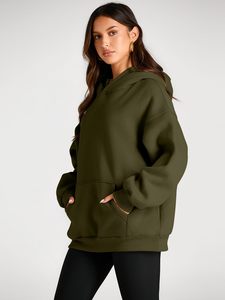 Sudadera con capucha extragrande personalizada para mujer, de forro polar liso, estilo casual urbano, holgada, al por mayor, OEM, en blanco - Product Image 5