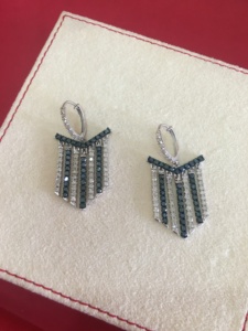 2.71 Cttw Cut White Color Enhance Blue Natural Diamond Drop Dangle Earrings Rhodium Plated 925 Silver Wedding Engagement <b>Gift</b> - Product Image 6