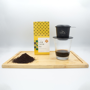 Caja de café: Granos de café Robusta, bebidas de café, envasado personalizado en cartón para café en polvo, tazas de cafetería, café de Vietnam, café negro. - Product Image 1