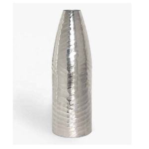 Nouveauté Vase décoratif rond en aluminium argenté martelé et gravé moderne pour le salon, la chambre à coucher, les étagères et les tables - Product Image 6