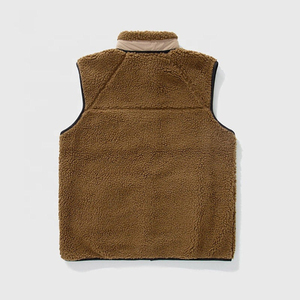 Chaleco de Forro Polar Marrón para Hombre, Cierre Completo, Cuello Alto, Sin Mangas, Ropa Exterior Informal de Otoño, Color Sólido, Material de Poliéster Resistente al Viento - Product Image 5