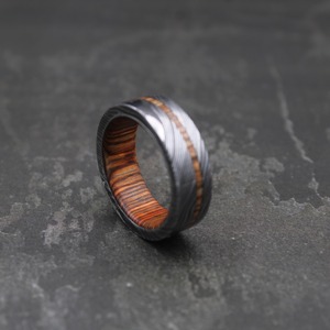 Handmade Damascus Steel & Brown <b>Wood</b> <b>Ring</b>, Unique Band Christmas Gift <b>Men</b> <b>Wedding</b> <b>Ring</b> Damascus <b>Wood</b> <b>Ring</b> <b>Men</b> Gift - Product Image 3